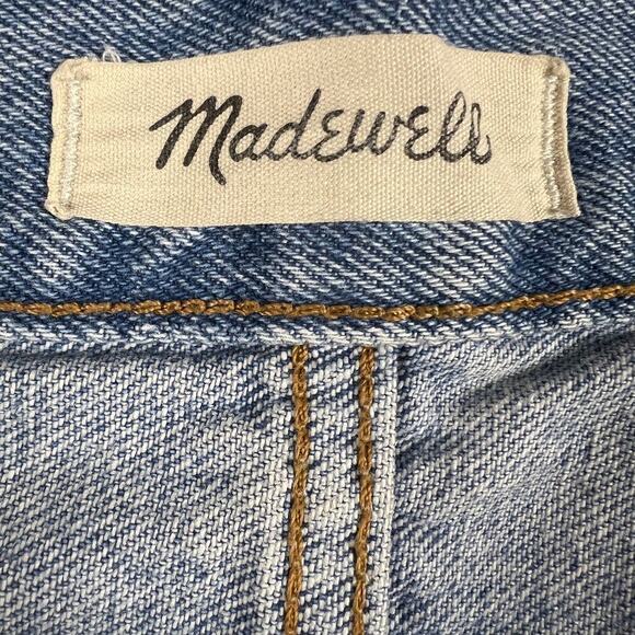 Madewell The Mom Jean Short High Rise Distressed Light Denim Wash Size 31 - Picture 6 of 11